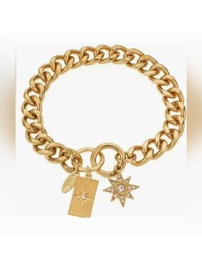 Ettika Starry Charms 18k Gold Plated Chain Link Bracelet